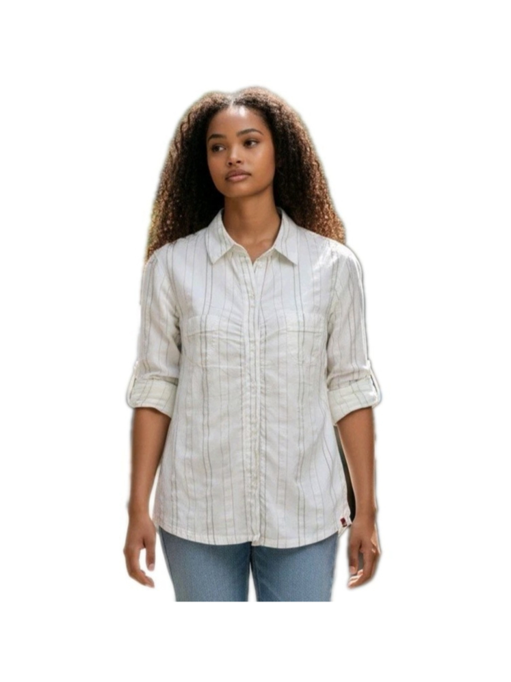 North Face Women's Roll-Tab Striped 3/4 Sleeves Shirt Lightweight Shirt Medium